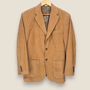 Eddie Bauer Corduroy Blazer Jacket Sport Coat Men Small Tan Brown Cotton 3 Btn
